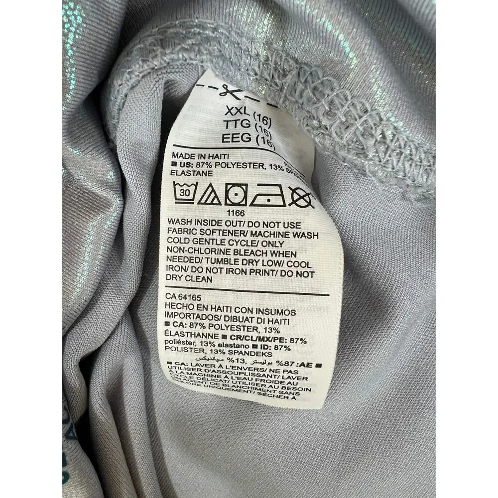 Old Navy Active Iridescent Silver Shine Go Dry Kid's Bike Shorts Size XXL/16